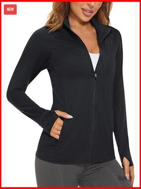 UPF 50+ Lightweight Athletic Jacket Full Zip Long Sleeve Sun Protection Hiking